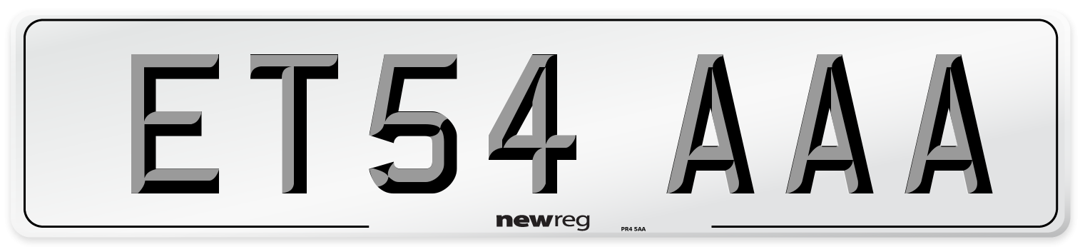 ET54 AAA Number Plate from New Reg